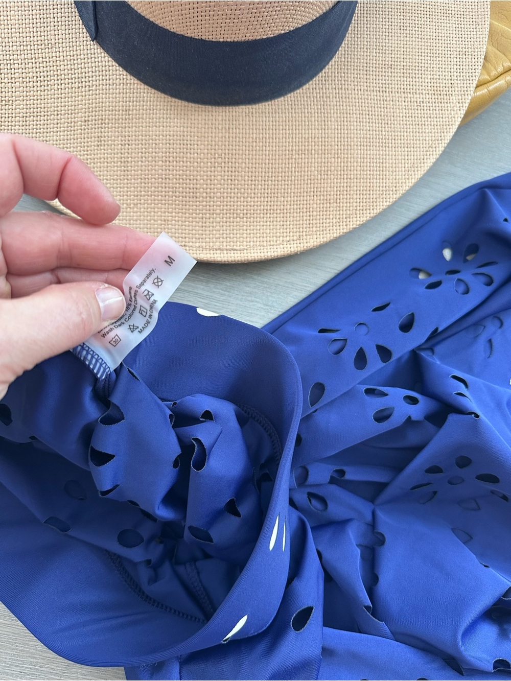 TWO FOR ONE! Women’s Royal Blue Eyelet Swimsuit with matching Skirt Cover Up - Picture 8 of 11